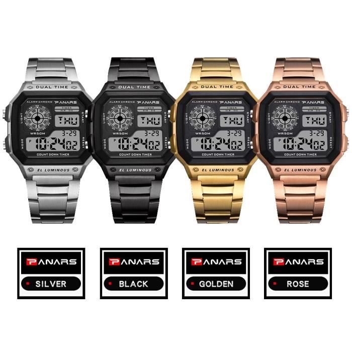 Montres,PANARS Sport Hommes D'affaires Carré Rétro Montres Étanche ...