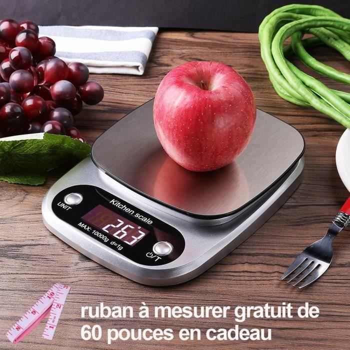 Balance de Cuisine Electronique Balance Numérique 10kg/1g Acier