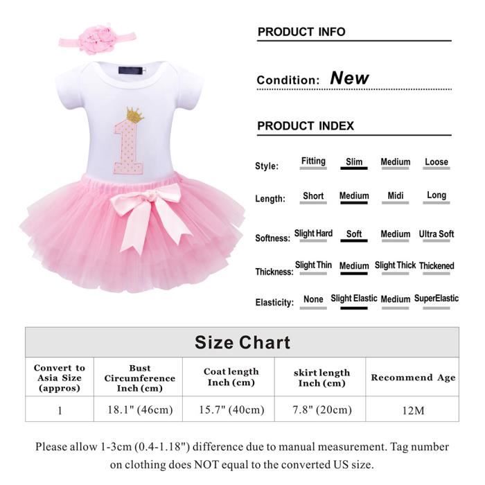 AmzBarley Robe d'Anniversaire Fille Bébé Robe Tutu Nouveau-né