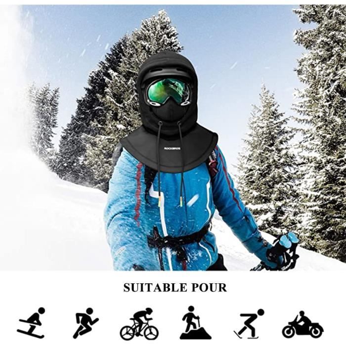 Cagoule Balaclava Polaire Respirant Coupe-Vent Cache-Cou Moto Vélo Ski Noir  ROCKBROS