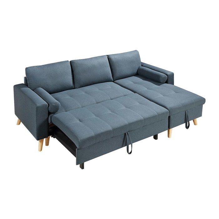 Canapé d'angle convertible et reversible en tissu texturé Vaugirard II - 3 places - Beige