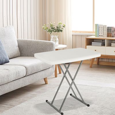 KG KITGARDEN Table Pliante D'Appoint Rectangulaire Hauteur Réglable 50x75x56-73 Cm - Blanc