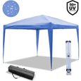 ISE 3x3m Tonnelle de Jardin Barnum Chapiteau Tente pavillon Pliable,Robuste,avec 4 parois latérales pour Jardin,Camping,bleu-0