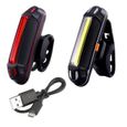 2pcs vélo arrière lumière USB rechargeable de la queue de vélo de vélo de vélo LED Night Avertissement-0