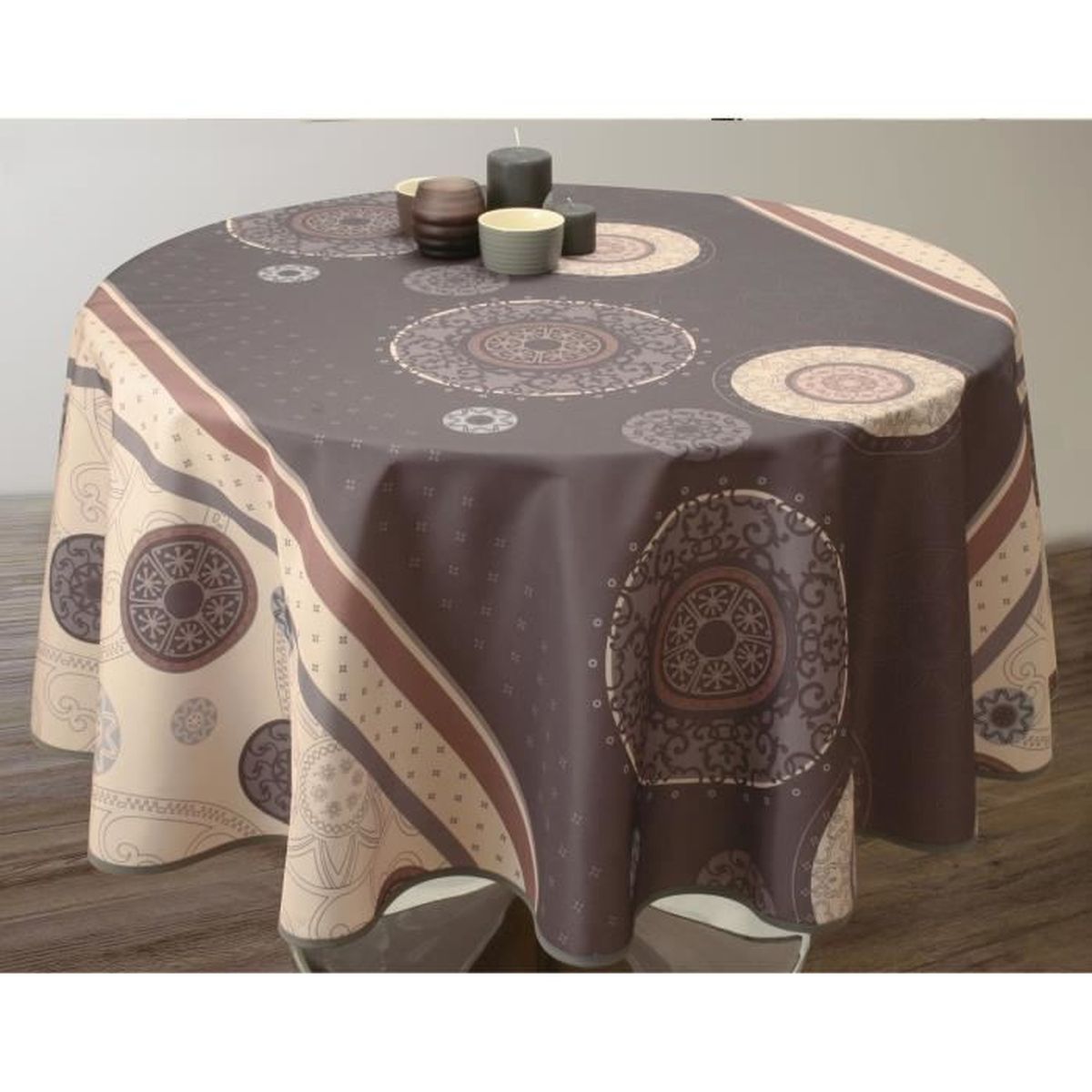 Nappe antitaches Ronde 160 cm Tzigane Gris Cdiscount Maison