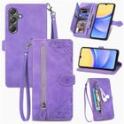 NO BRAND Etui pour Samsung Galaxy A15 4G/5G 6.5", Coque PU Cuir à Rabat Flip, Magnétique, Housse de Protection,Vigne à fleurs violettes SZY6