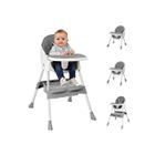 Chaise haute bébé -ALIGHTUP - Chaise haute évolutive, Dossier inclinable, Pliage compacte, Réglable, multi-fonction - Gris