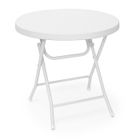 Relaxdays Table pliante de jardin BASTIAN, pour le camping, pratique, H x L x P : 74 x 80 x 80 cm, blanc