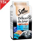 Pâtée pour chat adulte SHEBA Délices du Jour - Thon Cabillaud Saumon - 90 Sachets 50g (15x6)