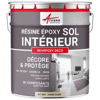 Peinture Sol - Résine Epoxy effet Miroir - REVEPOXY DECO  Ivoire claire ral 1015 - kit 5 Kg (jusqu'à 14m² pour 2 couches)