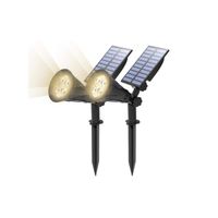 [2 Pack] LED Solaire Projecteur, T-SUN Lampe Solaire de 4 LED, Étanche Extérieur Lampe Jardin，Éclairage de Sécurité Paysage Lumière 