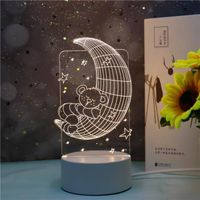 Lune Et Ours Lampe D'illusion 3D Acrylique Led Night Light