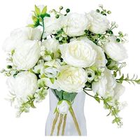 Paquet de 4 5 têtes de fleurs bouquet de pivoine artificielle blanche pour la décoration de fête de mariage Arrangements floraux