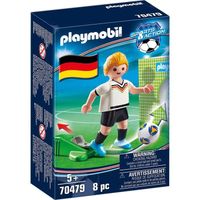 PLAYMOBIL - Sports et Action Football - Joueur Allemand avec fonction de tir à une main et cage d'entraînement