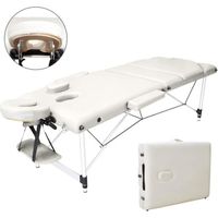 Vesgantti Table de Massage Pliante en Cadre Aluminium Lit Cosmétique Professionnel 3 Zones avec Housse de Transport - Beige