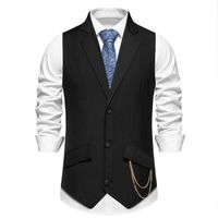 Gilet Costume Pour Homme - Coupe Ajustée, Sans Manches, Col En V - Pour Mariage, Smoking, Serveur Ou Look Chic