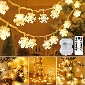 GUIRLANDE D'EXTÉRIEUR Guirlande Lumineuse 6M 40LED Lumières de flocon de neige de Noël USB et à Piles Étanche IP65 Décoration Lumière d'Extérieur [m5045]