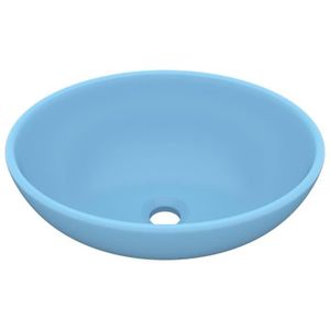 LAVABO - VASQUE Lavabo ovale de luxe en céramique - MEN - Bleu clair mat - 40x33 cm