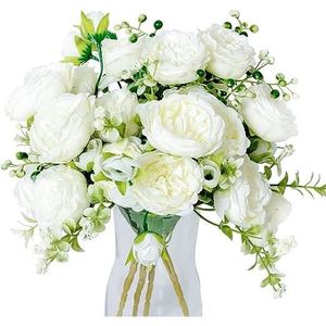 FLEUR ARTIFICIELLE Paquet de 4 5 têtes de fleurs bouquet de pivoine artificielle blanche pour la décoration de fête de mariage Arrangements floraux