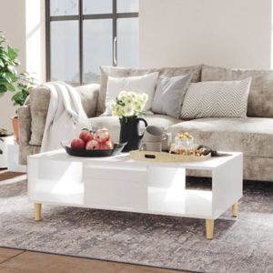 TABLE BASSE Table basse - DIOCHE - Blanc brillant - Rectangulaire - Style scandinave moderne