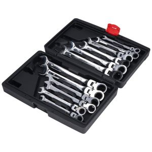 Brevets US et européens Jeu de Clé à Cliquet 【LOSCHEN】 Clé à cliquet à tête flexible ouverte 9mm clé à cliquet pour tubes en acier au chrome vanadium système métrique