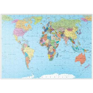 PUZZLE Carte Du Monde En Couleur Frontières, Pays, Routes