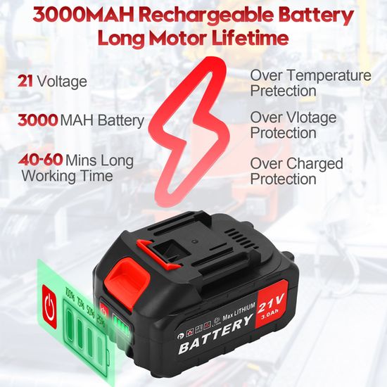 Batteries Lithium 21V 1.5Ah (2 Pièces) - Compatibles Débroussailleuse Sans Fil, Protection Surcharge/décharge, Autonomie Longue