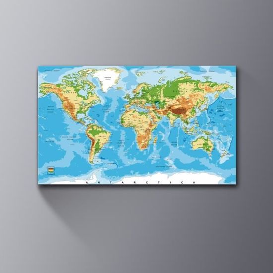 1 Pièce Non Encadrée Grande Carte Du Monde Toile Art
