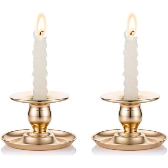 Bougeoirs Cône Métal Doré Inweder - Lot De 2 - Style Vintage - Décoration Table