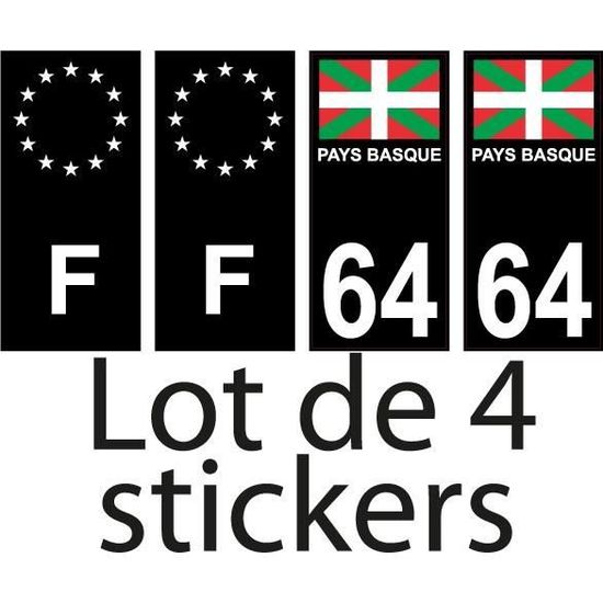 Lot De 4 Autocollants Département 47 Lot-et-Garonne Pour Plaque Immatriculation - Noir, Dimension Officielle