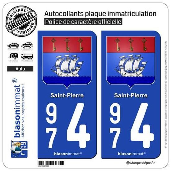 Stickers Noir Full Black Lot De 4 Autocollants Plaques FULL BLACK Style F 974 Pour Pare Brise 682698