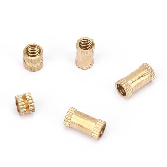 Écrous D'incrustation En Laiton 1/4-20 - Lot De 15, Longueur 6 Mm, Diamètre 8 Mm, Moletés