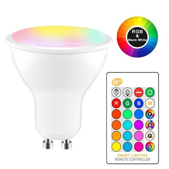 8W RGBW LED Ampoule GU10 Couleur Changement d'ambiance Éclairage Lampe LED Flash Strobe Fade Mode Lumières Blanc chaud