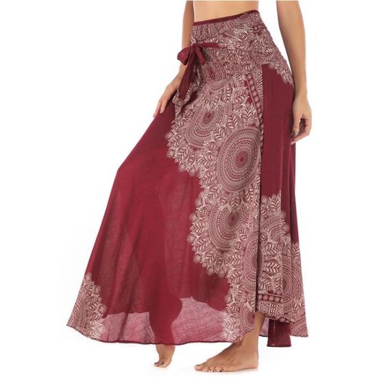 Jupe Fleurie Femme 2 En 1 été - Longue, Style Bohème, Fluide - Taille Unique, Parfaite Pour La Plage Ou Le Quotidien