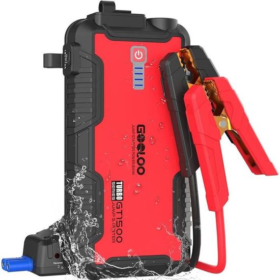  GOOLOO Booster Batterie Voiture 2500A VX1 Portable Jump Starter Démarreur  Voiture avec Pinces Supersafe Intelligentes (Essence 8,5L Diesel  6,0L)+Compresseur d'air 100 PSI