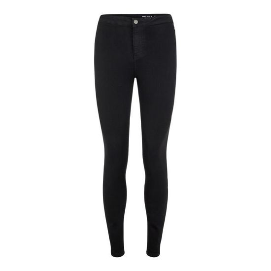 Jeans femme Noisy May nmella - noir - taille très haute - jambe fine - coton mélangé