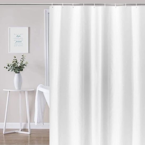 Rideau De Douche Imprimé Géométrique Herringbone Blanc 180x200cm - Anti Moisissure, Imperméable Et Lavable