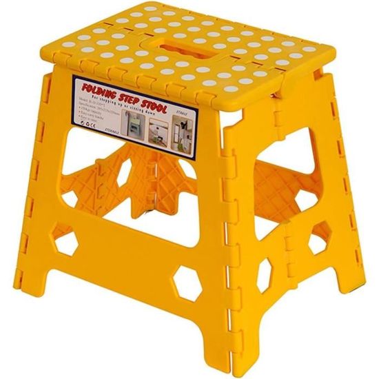 Tabouret Pliant Plastique Beige Grand Format - Marchepied Antidérapant Pour Enfant Et Adulte - Pour Cuisine, Salle De Bain