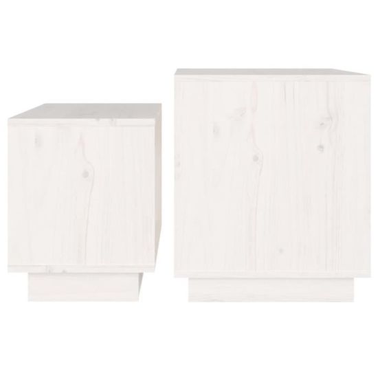 Tables gigognes 2pcs Gris Bois de pin massif Assortiment Panama