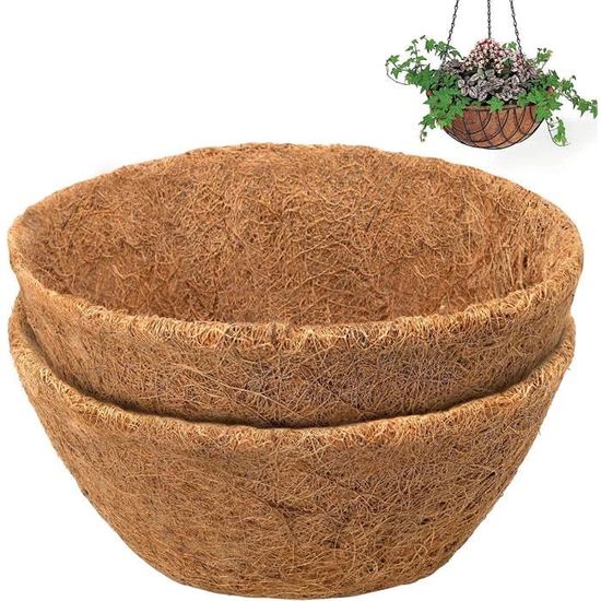 Lot De 4 Doublures Rondes Fibre De Coco Pour Paniers Suspendus - 30,5 Cm