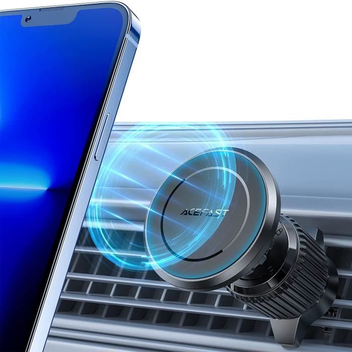 Support Téléphone Voiture Magnétique pour Grille D'aération, Porte Téléphone Aimanté Universel, Rotatif à 360° pour Smartphones-Noir