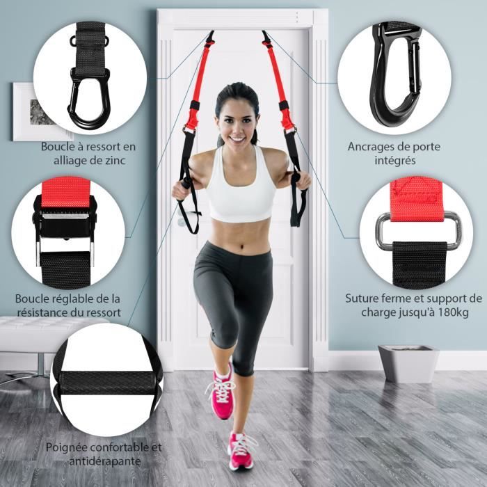 Dreamade Sangle de Suspension, Sangle Fitness Ajustable avec La Poignée en Mousse, Utilisé à domicile et dehors