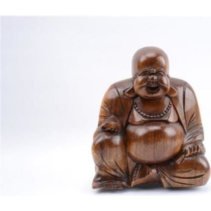 Statuette du Bouddha chinois en bois sculpté H10cm.