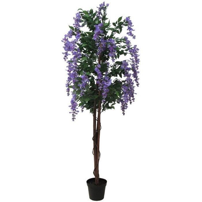 Glycine violet, 1260 feuilles, 40 fleurs, 180 cm - Arbre artificiel