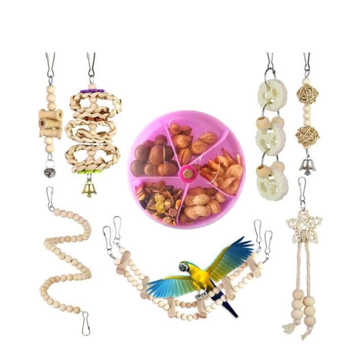 8 pièces perroquet jouet créatif drôle éducatif jouer balançoire perles chaîne Cage accessoire morsure pont DRONE