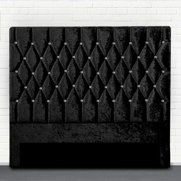 Tête de lit capitonné avec strass FOCUS - Noir - 160 cm
