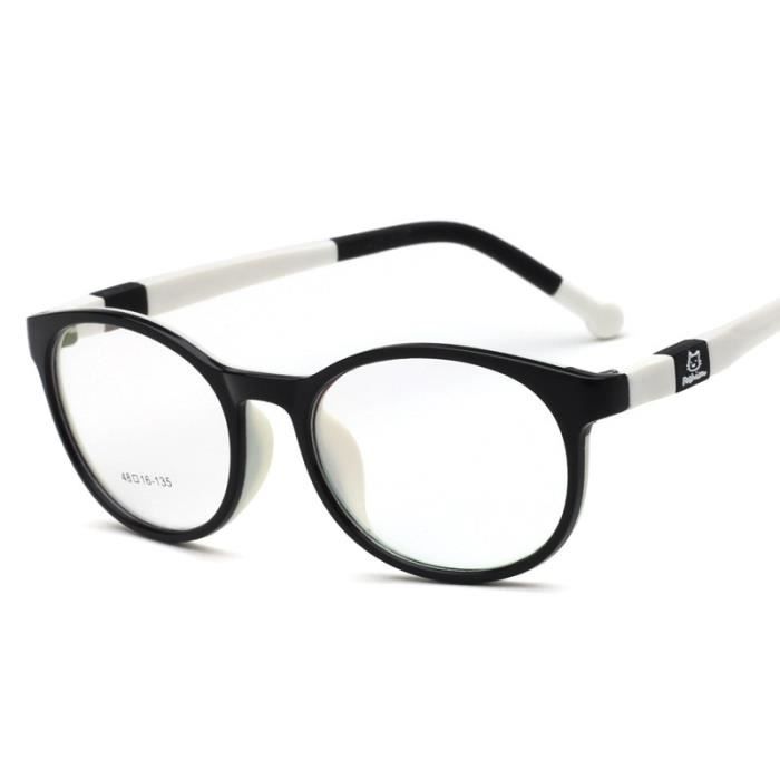 Montures de Lunettes de vue,Lunettes optiques tr90 flexibles pour enfants Monture de lunettes sûres pour filles - Type black white