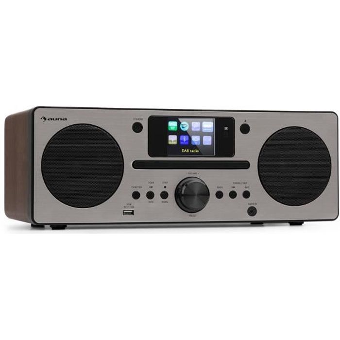 Chaîne Hifi - auna Harvard - lecteur CD - Bluetooth - Marron