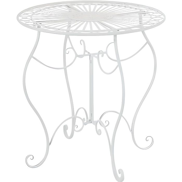 CLP Table de jardin ronde en fer forgé INDRA, faite à la main dans un style nostalgique, diamètre Ø 70 cm, 6 couleurs au choix72 ...