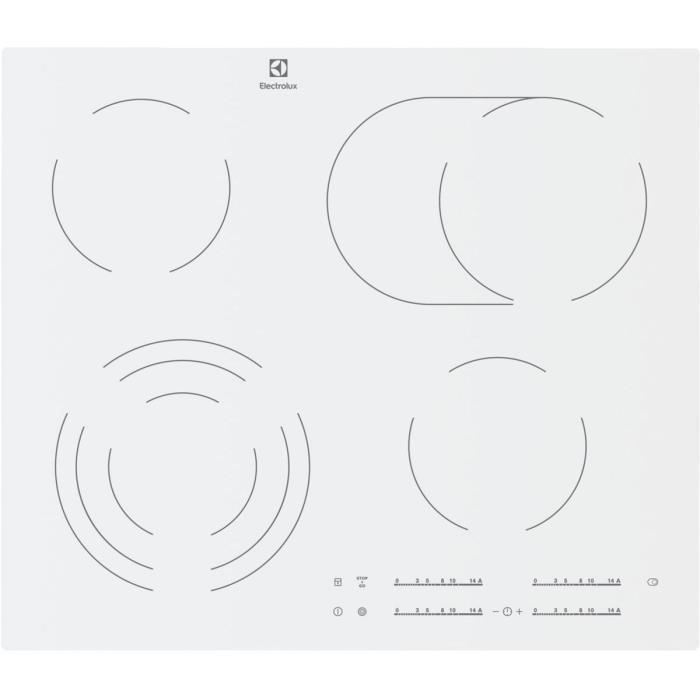 ELECTROLUX - EHF6547IW1 - Table de cuisson vitrocéramique - 4 foyers - 7100W - L59cm x P52cm - Blanc